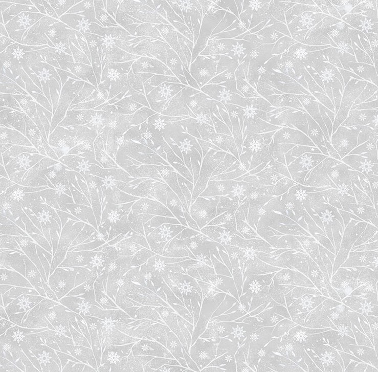 The Christmas Mouse Flannel Twig Blender Gray by Sarah Summers for Northcott Fabrics