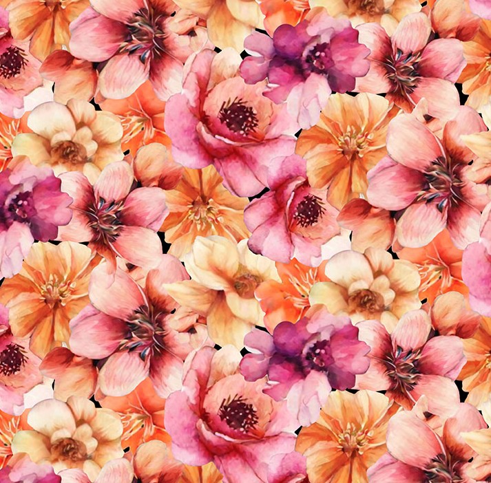Panda Paradise Packed Florals Pink by Pattern Weave Studio for Blank Quilting