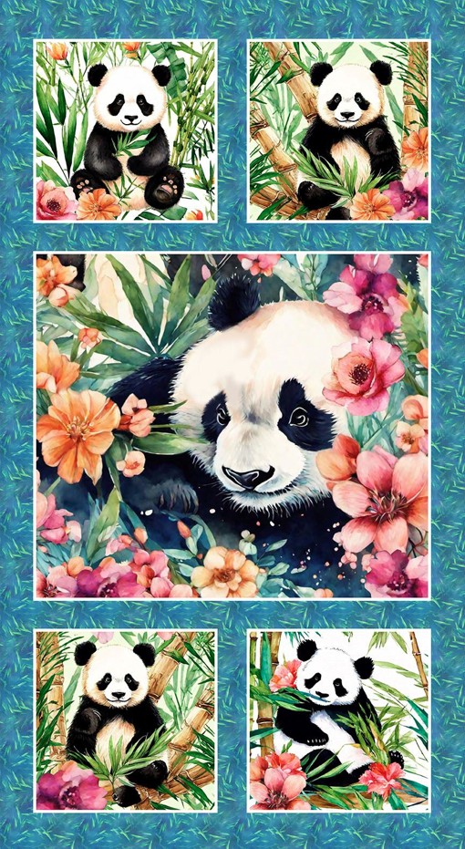 Panda Paradise Panda Panel by Pattern Weave Studio for Blank Quilting
