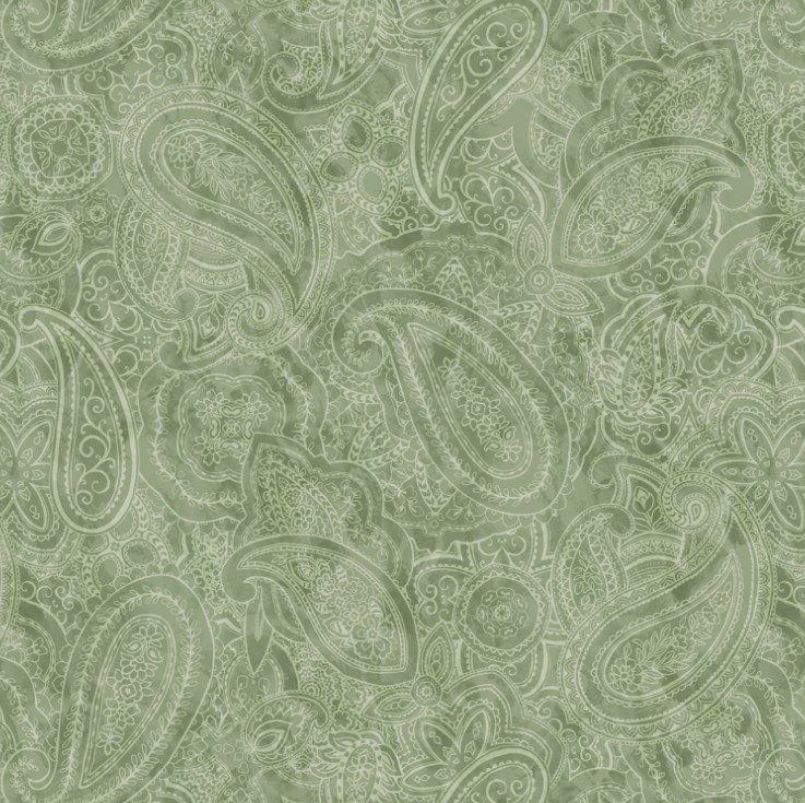 Paisley Jane Wide Back Paisley Sage by Satin Moon Designs for Blank Quilting