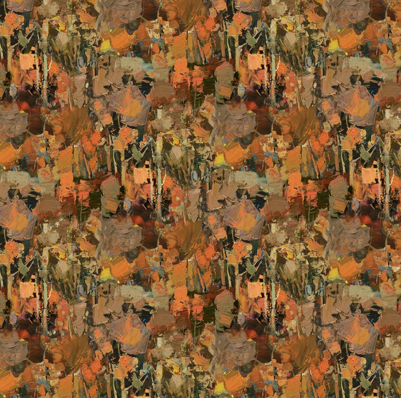 First Snow Trees Rust by Iosif Derecichei for Northcott Fabrics