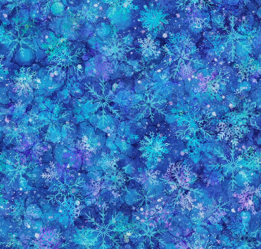 Midwinter Magic Snowflakes Medium Blue by Deborah Edwards & Melanie Samra for Northcott Fabrics
