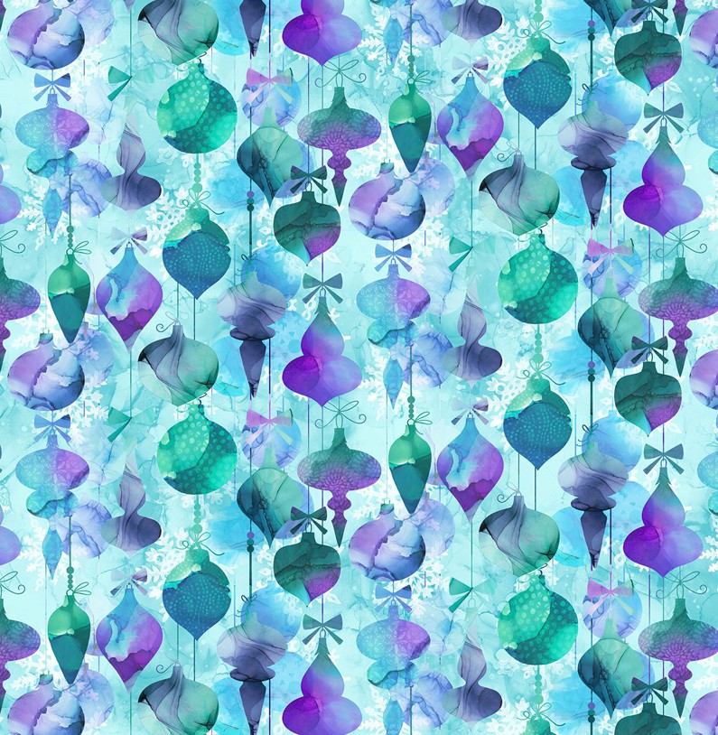 Midwinter Magic Baubles White Multi by Deborah Edwards & Melanie Samra for Northcott Fabrics