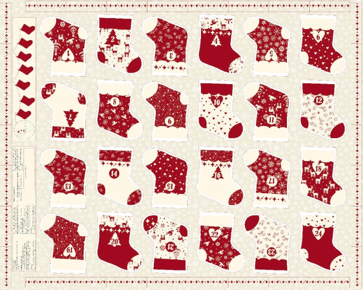 Nordic Noel Christmas Sock Advent Panel by Stof Fabrics for Blank Quilting