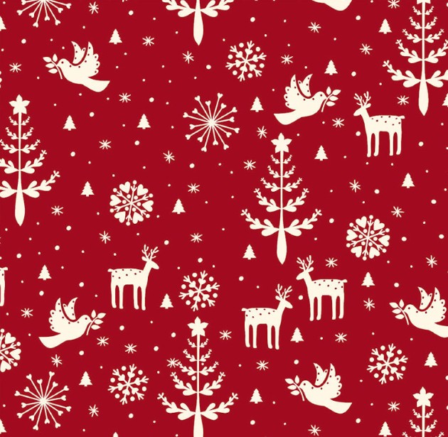 Nordic Noel Christmas Motifs Red by Stof Fabrics for Blank Quilting
