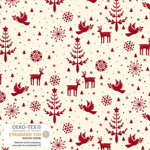 Nordic Noel Christmas Motifs Cream by Stof Fabrics for Blank Quilting