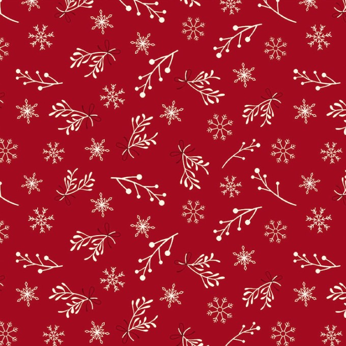 Nordic Noel Mistletoe Red by Stof Fabrics for Blank Quilting