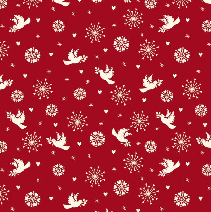Nordic Noel Dove Red by Stof Fabrics for Blank Quilting