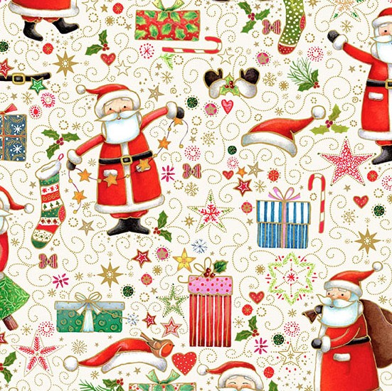 Jolly Saint Nick Merry Magic Cream by Makower UK for Andover Fabrics