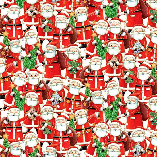 Jolly Saint Nick Parade Multi by Makower UK for Andover Fabrics