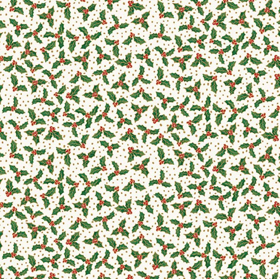 Jolly Saint Nick Holly Berry Cream by Makower UK for Andover Fabrics