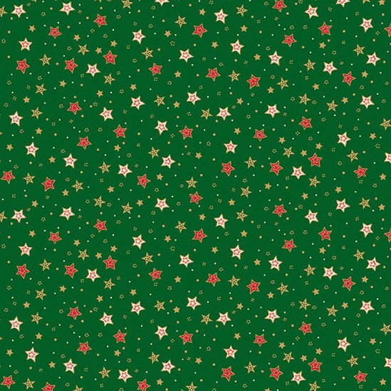 Jolly Saint Nick Sparkle Green by Makower UK for Andover Fabrics