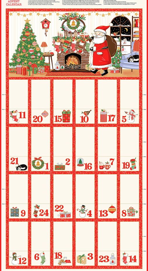 Jolly Saint Nick Advent Multi Panel by Makower UK for Andover Fabrics