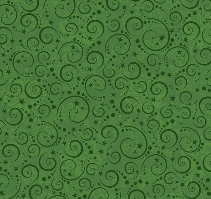 Scandinavian Holiday Swirls Green by Mary Jane Carey for Henry Glass Fabrics