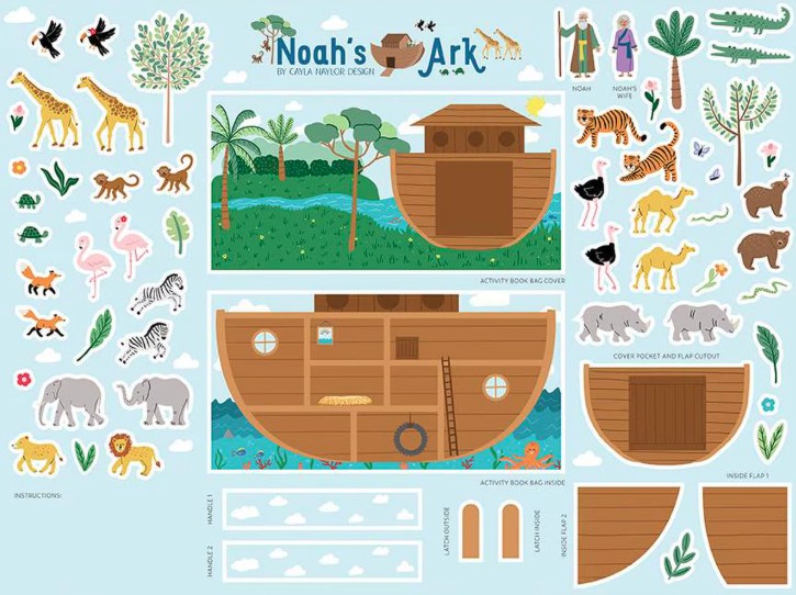 Two by Two Noah's Ark Quiet Book Felt Panel by Cayla Naylor for Riley Blake Designs