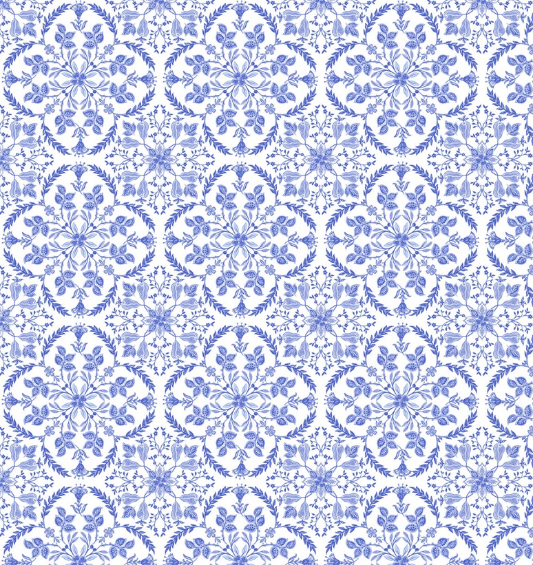 Delft Dynasty Tile White and Blue from Northcott Fabrics