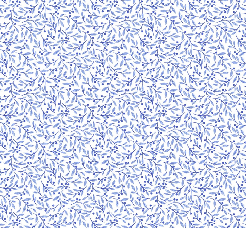 Delft Dynasty Leaf Trail White and Blue from Northcott Fabrics