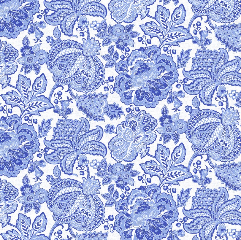 Delft Dynasty Jaco Trail White and Blue from Northcott Fabrics
