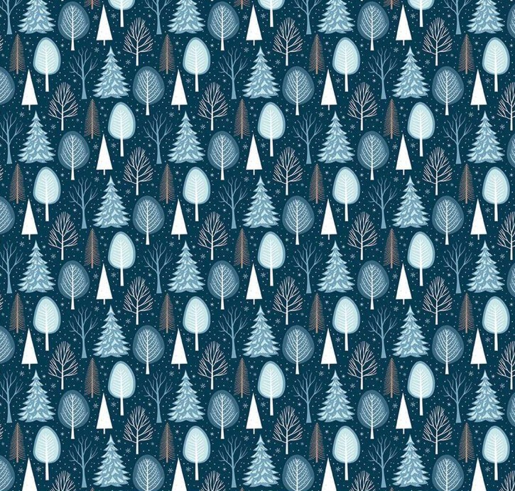 Winter Magic Trees Navy by Dani Mogstad for Riley Blake Designs