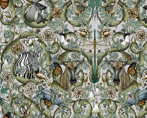 Mythic Forest  Multi/Grey Wideback from Benartex