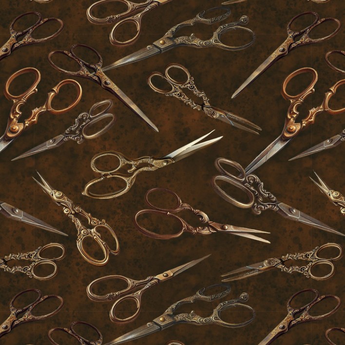 Forget Me Not Scissors Brown by Marilyn Lee for Blank