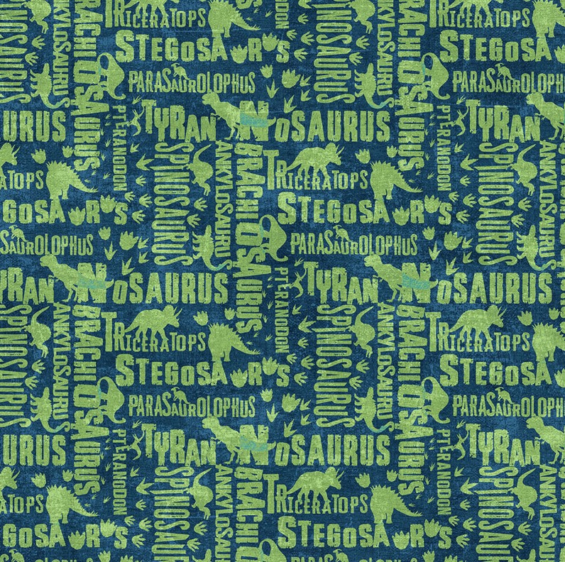 Dino Roar Dino Words Navy by Brett Blumenthal for Northcott Fabrics