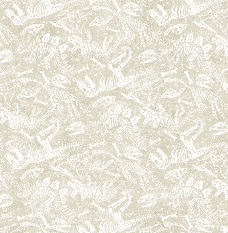 Dino Roar Dino Bones Cream by Brett Blumenthal for Northcott Fabrics