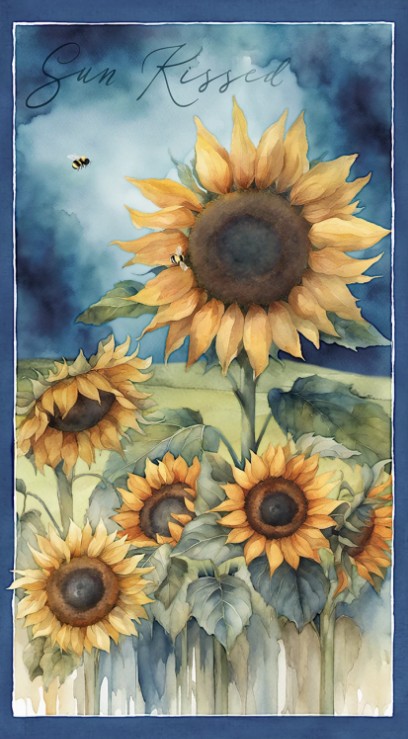 Sunkissed Sunflower Panel by Nancy Mink for Wilmington Prints