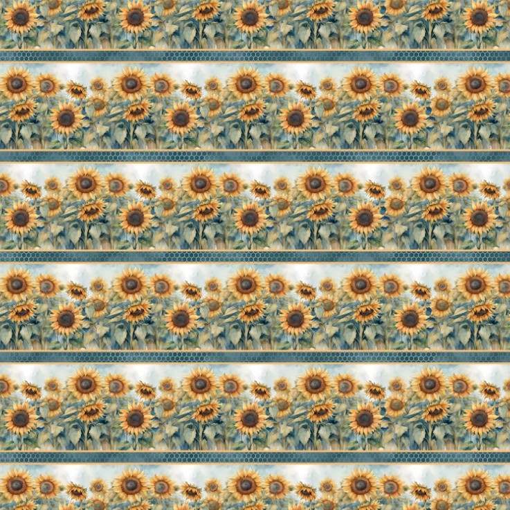 Sunkissed Sunflower Repeating Stripe Multi by Nancy Mink for Wilmington Prints