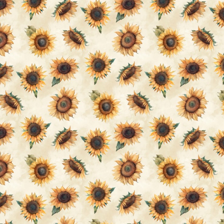 Sunkissed Sunflower Toss Cream by Nancy Mink for Wilmington Prints