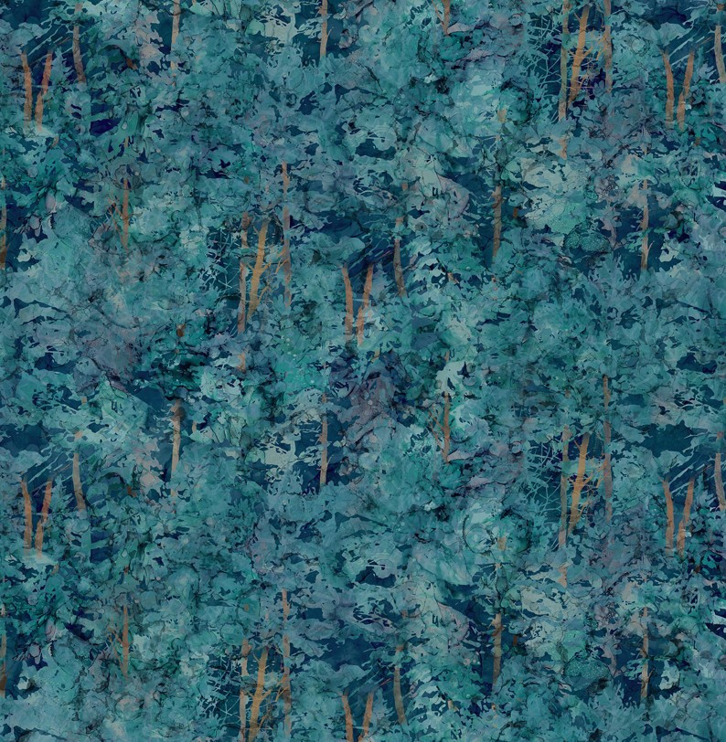 Fox Den Trees Dark Blue by Deborah Edwards & Melanie Samra for Northcott Fabrics