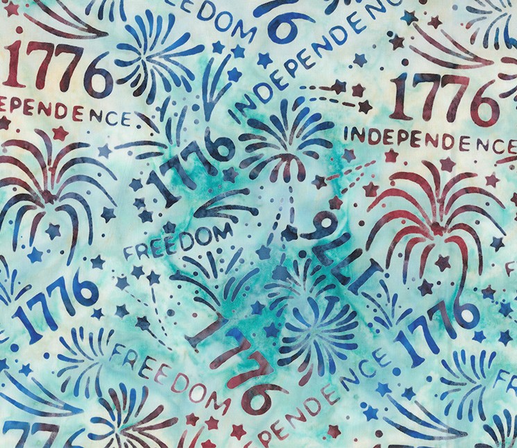 Celebrating 250 Years Batiks Fireworks 1776 Blue Green by Scott Flanagan for Banyan Batiks