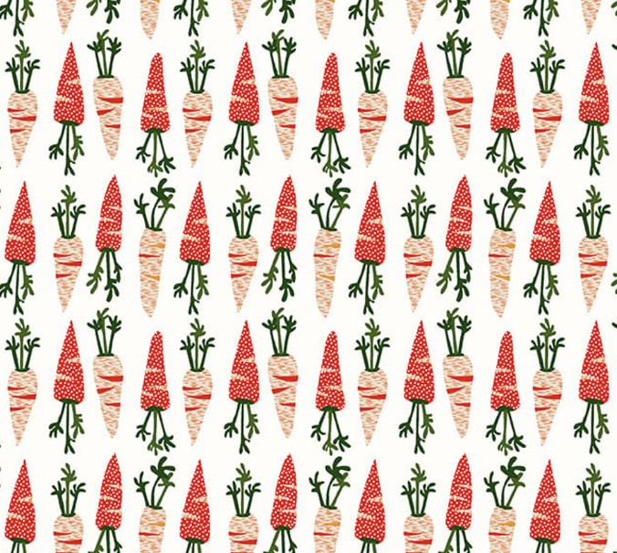 Neighborhood Association Carrots Off-White by Timna Tarr for Studio E Fabrics