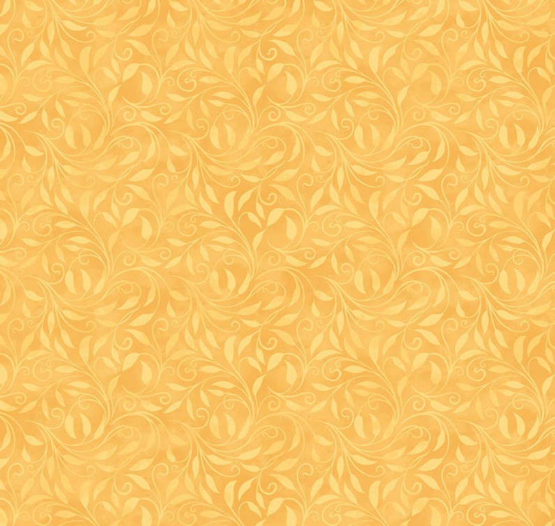 Nativity Leaf Scroll Yellow by Alison McGarrigle for Northcott Fabrics