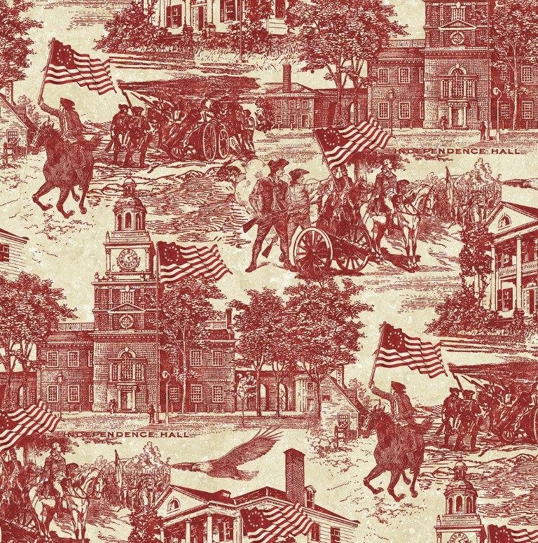 America 250 Toile Red-Beige by Linda Ludovico for Northcott Fabrics