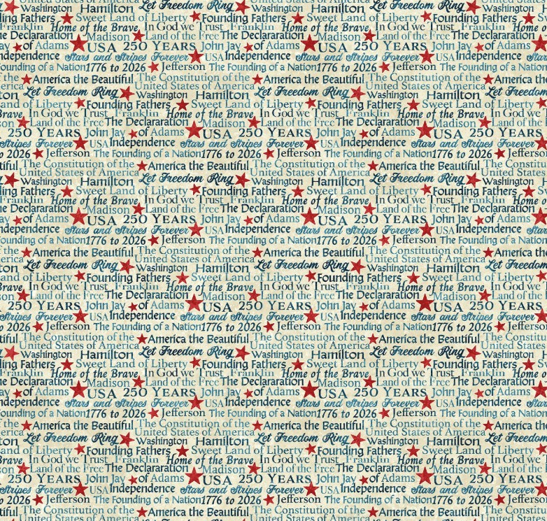 America 250 Words Beige Multi by Linda Ludovico for Northcott Fabrics
