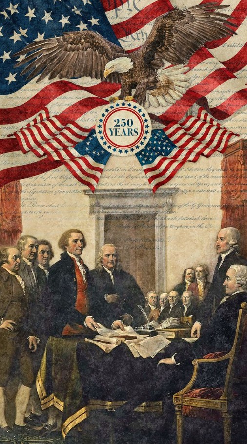 America 250 Feature Panel Beige by Linda Ludovico for Northcott Fabrics