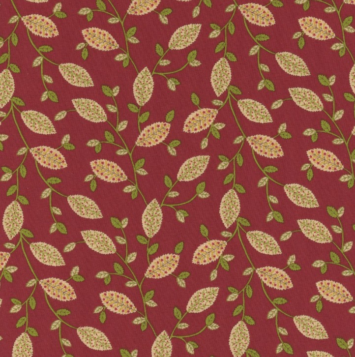 Baubles & Balsam Holiday Leaves Cranberry by Kim Diehl for Henry Glass Fabrics