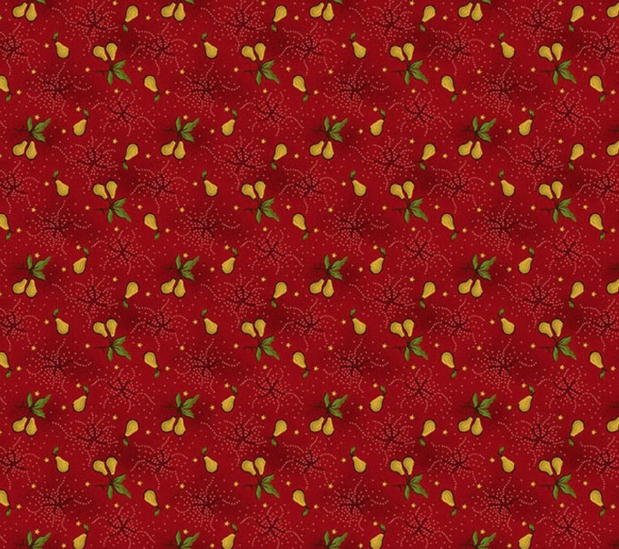 Baubles & Balsam Pear Orchard Cranberry by Kim Diehl for Henry Glass Fabrics