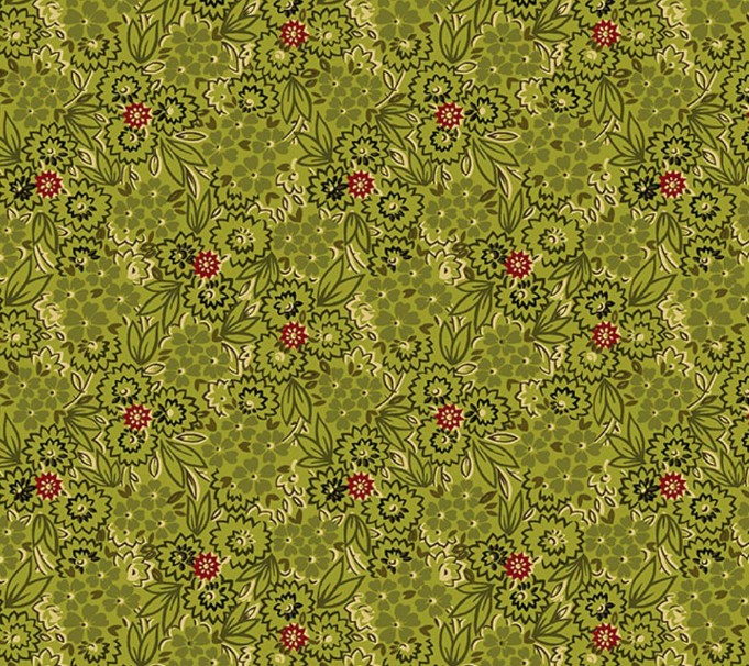 Baubles & Balsam Pressed Flowers Evergreen by Kim Diehl for Henry Glass Fabrics