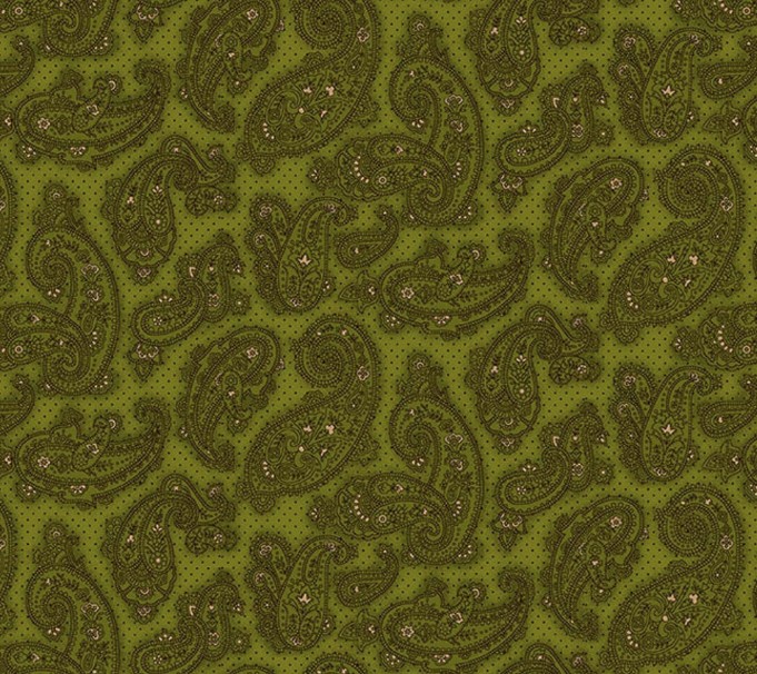 Baubles & Balsam Fancy Paisley Evergreen by Kim Diehl for Henry Glass Fabrics