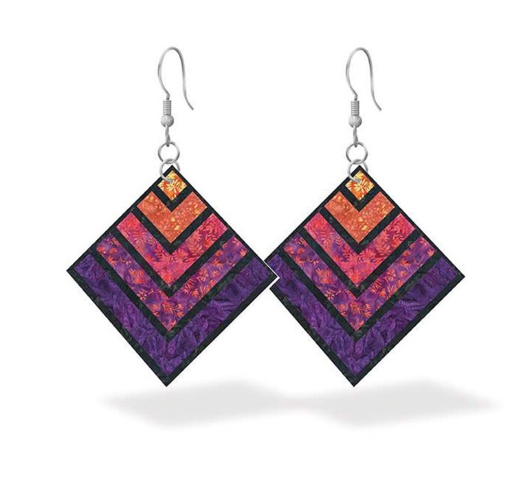 Leather Square Earrings Seaside Sunset from Riley Blake