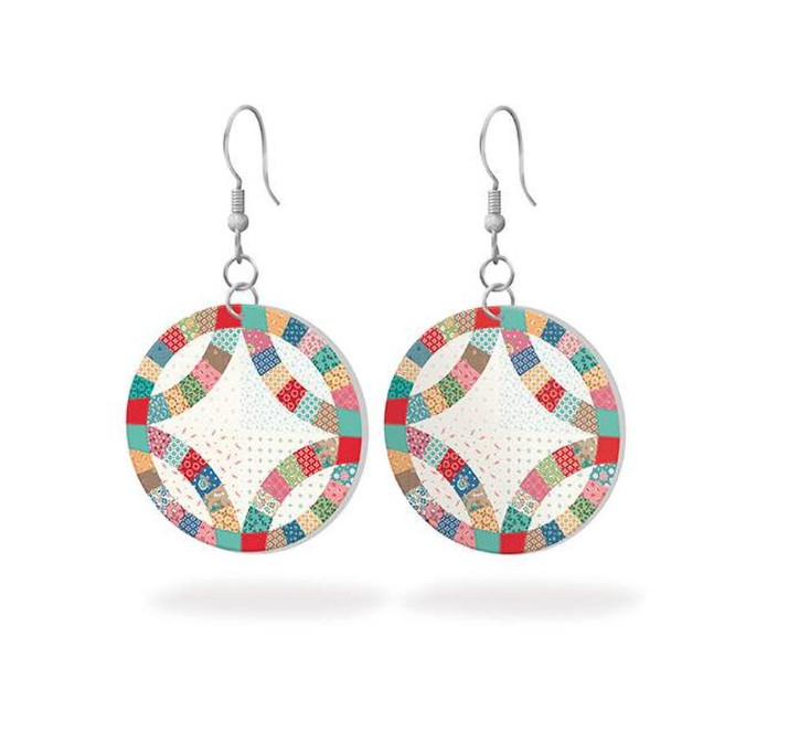 Leather Circle Earrings Home Town from Riley Blake