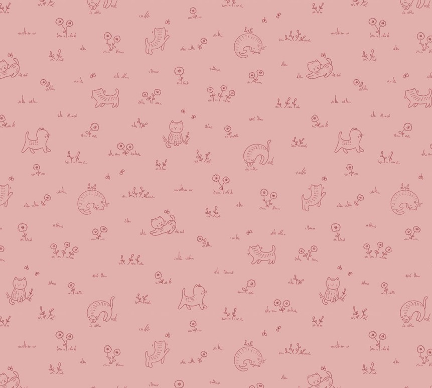 Kitten Fun Playful Tonal Pink by Julia Khimich for Clothworks