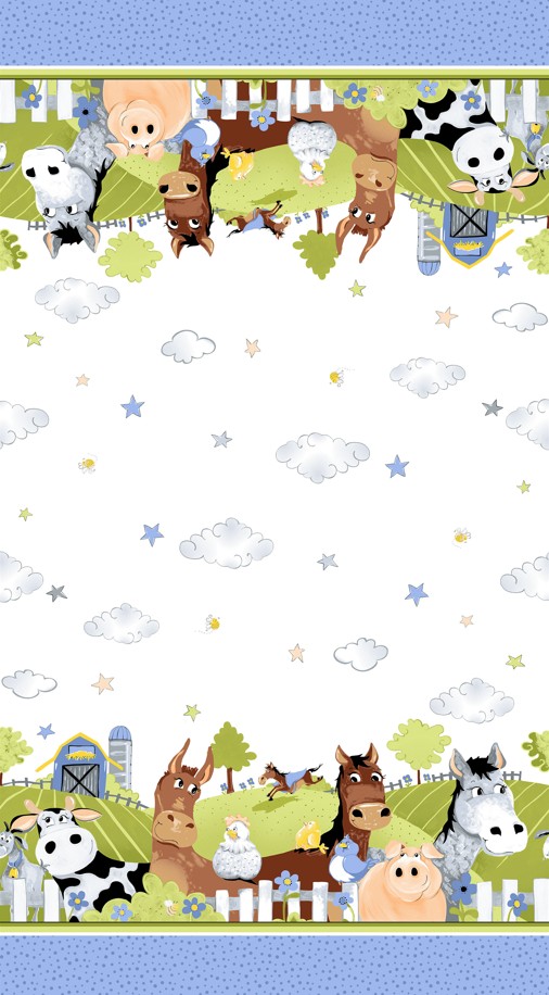 Barnyard Blues Double Border Denim by Susybee for Clothworks