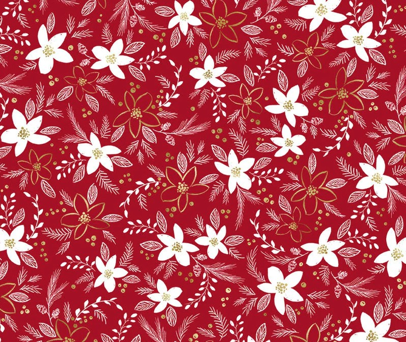 Joyful Holiday Floral Toss Red by Sara Berrenson for P&B Textiles