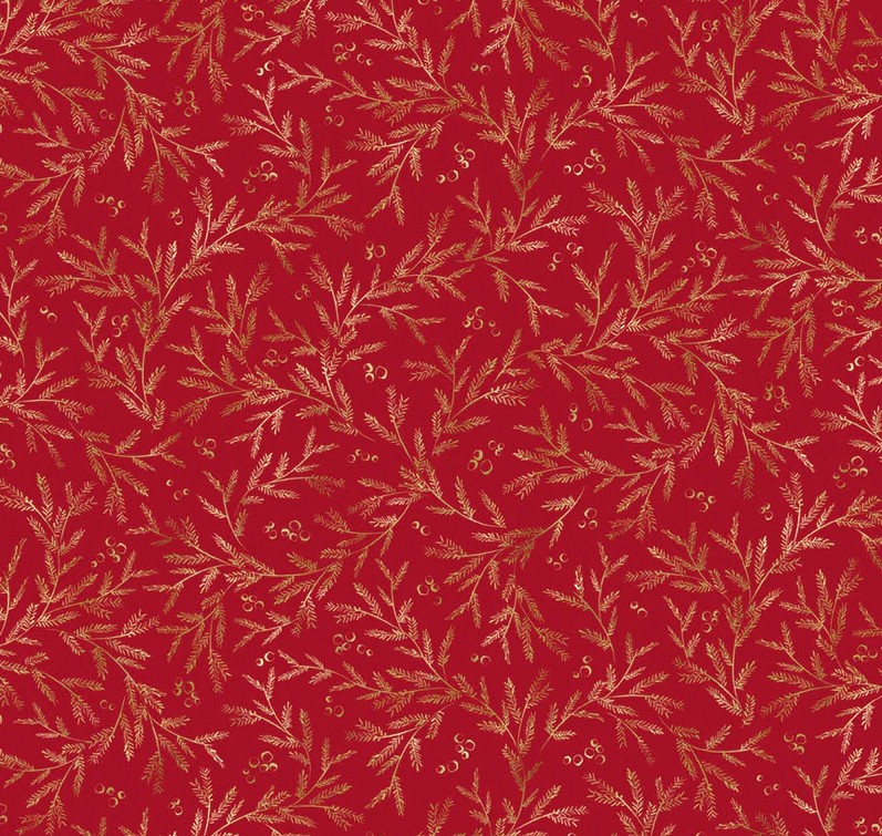 Joyful Pine Branch Vines Red by Sara Berrenson for P&B Textiles