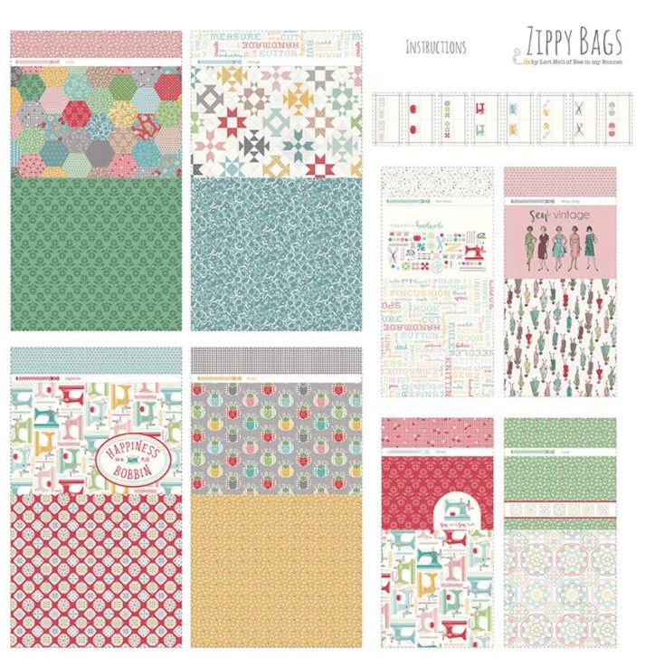 My Happy Place Home Decor Zippy Bags Panel by Lori Holt for Riley Blake Designs