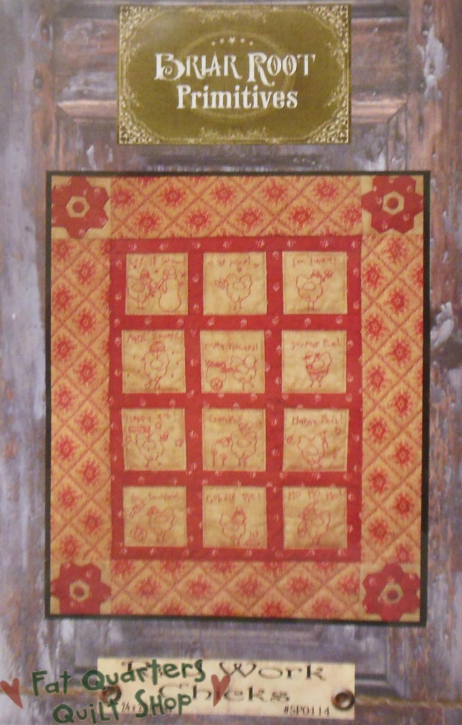 Red Work Chicks Pattern from Briar Root Primitives