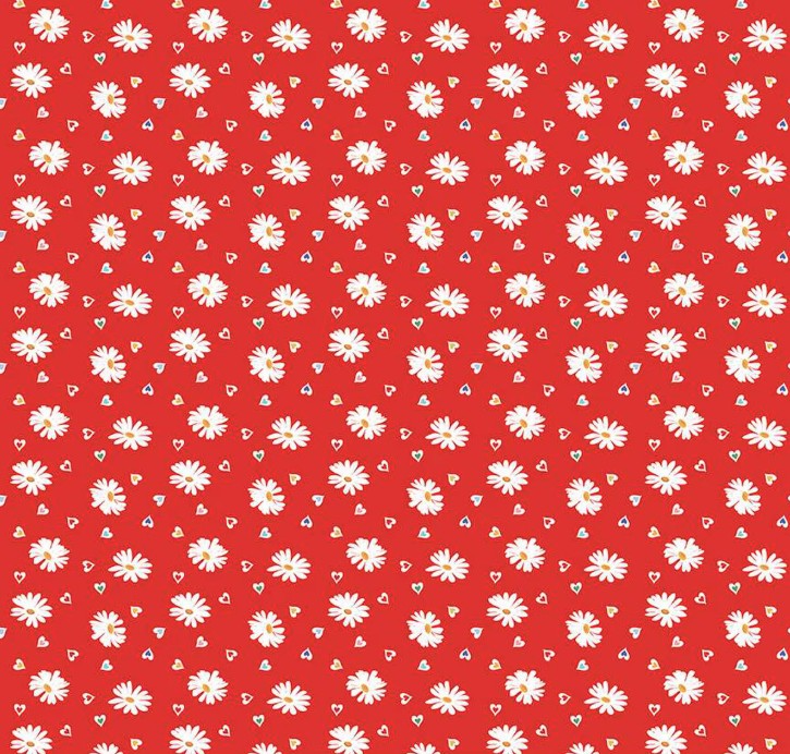 Simple Pleasures Heart Daisies Strawberry by American Jane for Riley Blake Designs